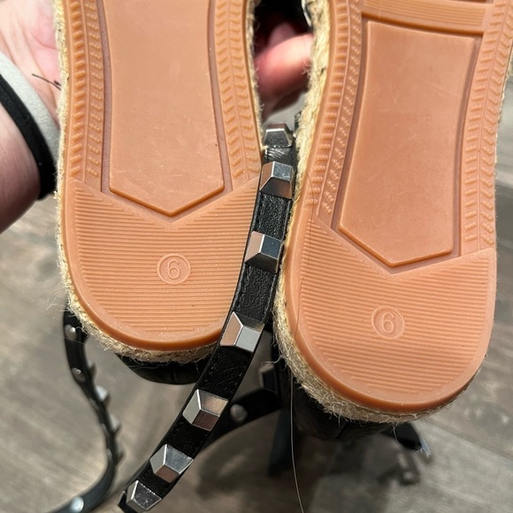 Rebecca Minkoff Gilles Black Leather Wrap Studded Espadrille Flats Sz 6 New!! - Picture 9 of 10